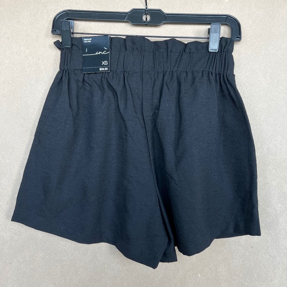 INC International Concepts Faux-Wrap Tie Front Shorts Deep Black Size XS - Picture 2 of 5